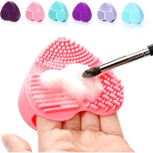 Love Heart Wash Cosmetic Brushes Silicone Heart-shaped Scrubber Cleaner MakeUp Washing Brush Makeup Tool Cleaning Scrubber