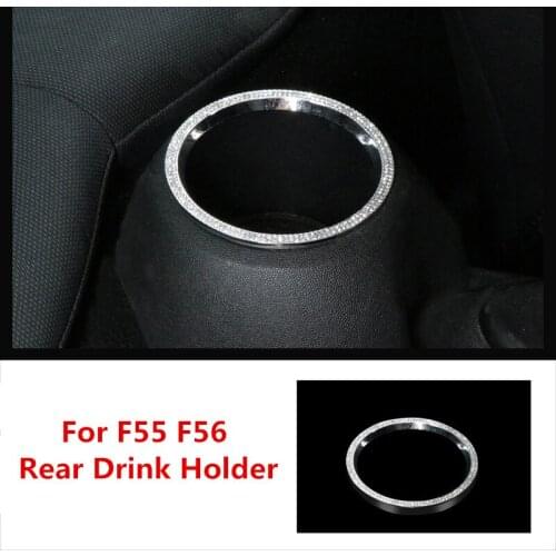Alloy Car Interior Styling Front Rear Drink Water Cup Holder Sticker with Crystals Moulding Trim for Mini Cooper F55 F56