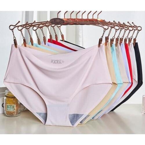 Poblador New Sexy Womens Silk Panties Underwear Seamless Sport Briefs Low Waist Female Fashion Panty Comfort Lady Lingerie