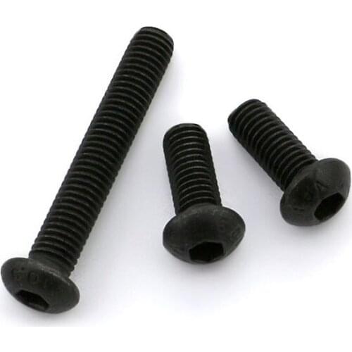 10.9 Grade High Strength Mushroom Head Hexagon Socket Screw ISO7380 Semi Round Head Hex Socket Screw Long Bolts M2M3M4 5PCS