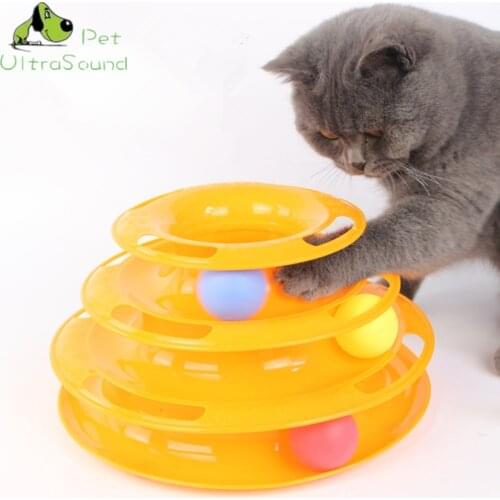 Funny Cat Pet Toys Cat Crazy Ball Disk Interactive Amusement Plate Play Disc Trilaminar Turntable Cat Toy