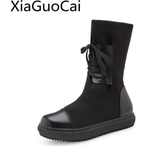 Retro Black High Top Women Ankle Boots Lace Up Platform Summer Female Platform Autumn Boots for Gril 2018 Shoes