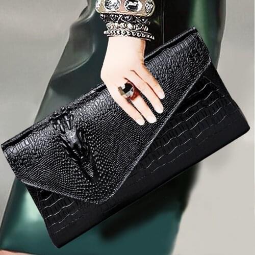 Womens Fashion crocodile patten PU leather day clutch bag Female envelope purse shoulder bag female bolsa feminina PU Handbag