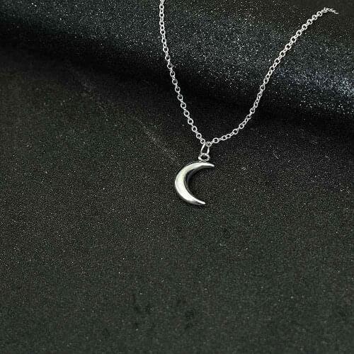 Silver Color Moon Pendant Necklace For Women Simple Jewelry Bohemia Chain Choker Necklace bijoux collier femme