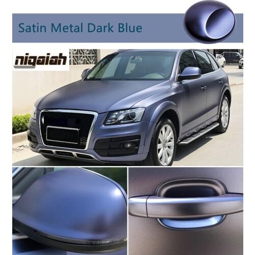 1.52x18M Satin Metal Dark Blue Self-adhesive packaging stickers without bubbles Car Wrap Vinyl