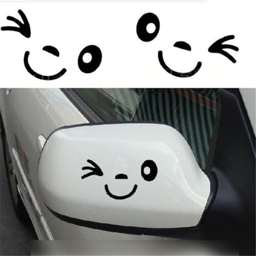 1 Pair Cute Smile stickers Face 3D Decal Sticker for Auto Car Side Mirror L+R Rearview auto sticker