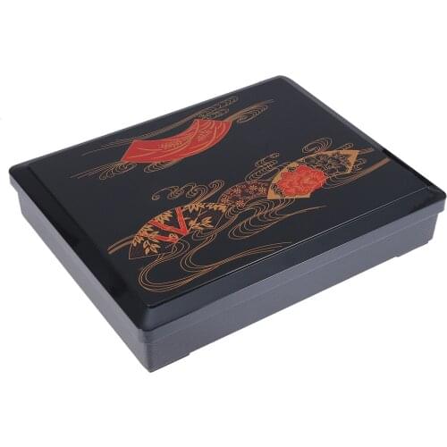 1 Pc Medium-Sized Japanese Meal Prep Containers Sushi Box Bento Box for Business Meals (Wood Grain Cover Bla