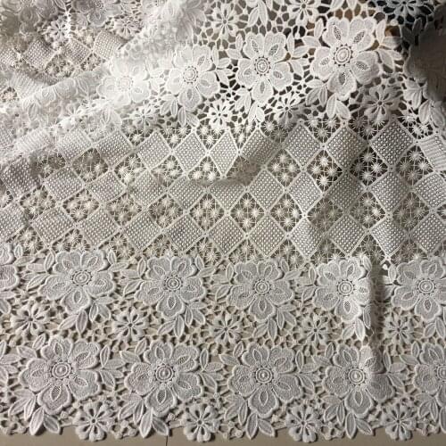 1Yards High End White African Nigerian Lace Fabric For Wedding High Quality Embroidery Cord Lace Guipure Lace Fabrics Dentelle