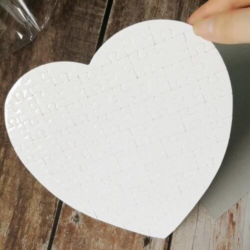 10pcs Sublimation Blank Puzzle Toy Soild Color Diy Craft Heart Puzzle Diy Fashion Transfer Products Don't Accept Customization