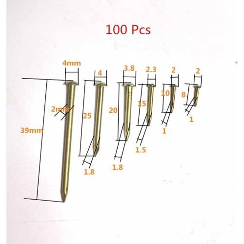 100PCS 39mm 25mm 20mm 15mm 10mm 8mm Fastener Round small brass nail drum Furniture hinge jewelry gift case box copper nails