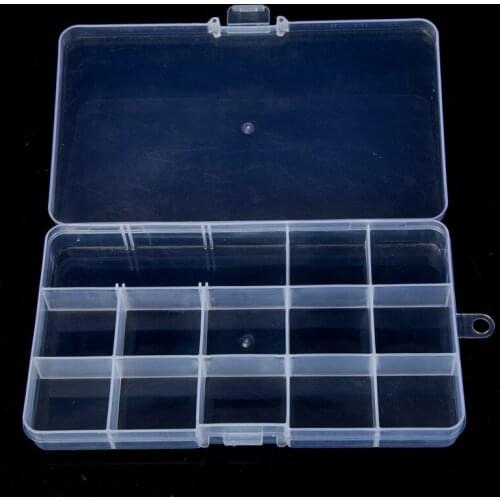 15 cells Adjustable Jewelry Beads Pills Nail Art Tips Home Organize Storage Plastic Box Case