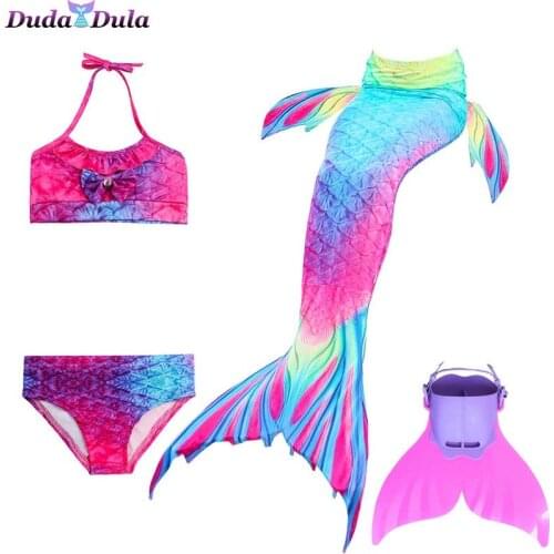 4 piece/Mermaid Bikinis Set Children Tails With Monofin Fin Girls Kids Swimsuit Mermaid Tail for Girl Swimming Cosplay Costume