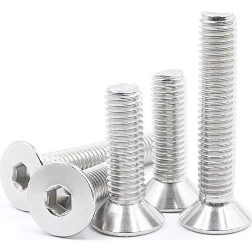 50pcs M3 Allen Hex Socket Bolts Countersunk Screws Length 4/5/6/7/8/9/10/12/14/15/16/18/20/25/30/40/50-60mm 304 Stainless Steel