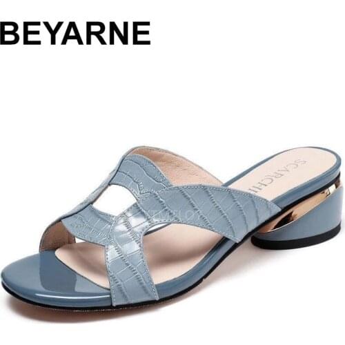 BEYARNE Womens Shoes Ms The New All-match Comfortable Heels Slippers Retro Striped Non-Slip Slides Sexy Sandals Slippers Women