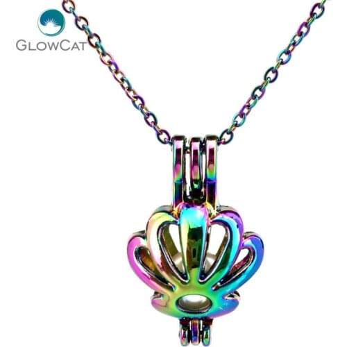 C598 COLORS lovely Flower Beads Cage Necklace Pendant Aroma Essential Oil Diffuser Locket Necklace
