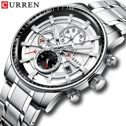 Curren Brand Men Sport Watches Causal Stainless Steel Band Wristwatch Chronograph Auto Date Clock Male Relogio Masculino