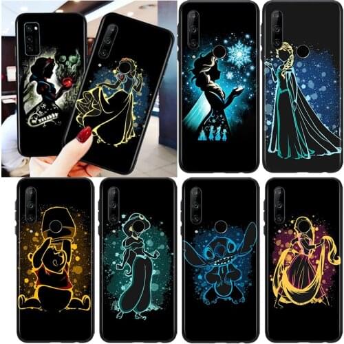 Disney Princess For Honor 8S 8C 8X MAX 8A 8 7S 7A 7C Play 3E Prime Pro 2020 2019 Silicone Black Phone Case