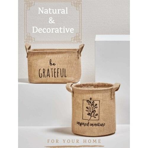Decorative Natural Jute Basket 2 Pcs Storage Kitchen Garden Bathroom Makeup Cosmetic Organizer Hanging Bag Maquillage Baño Box