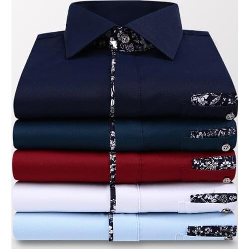 Business Formal Wear Lace Long-Sleeved Shirt MenS Four Seasons New Loose Casual Classic Fashion Shirt Male Brand Office Tops