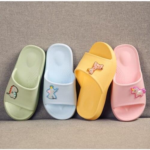 Childrens Summer Non-slip Sandals Bathroom Interior Furniture Drag Cute Cartoon Dinosaur Luminous 2-7Yrs Boy Girl Slippers New