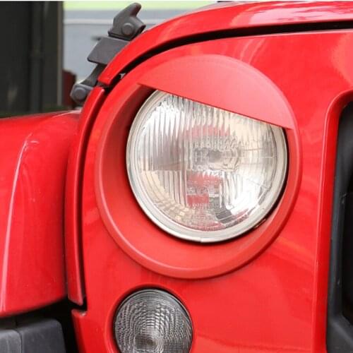 For Jeep Wrangler JK 2007-2015 Car styling Eye Shape Headlights Cover Trims Bezel ABS Decoration Red Frame Fits Free Shipping