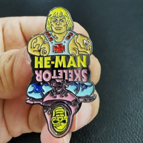 He-Man Skeletor Flip Pin The Universe Series Enamel brooch The Movie Cartoon Figure Jewelry