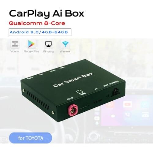 Exploter Ai Smart Box for Tacoma Highlander Camry Adding Android 9.0 OS Wireless CarPlay Qualcomm 8-Core 4GB+64GB Mifi Dual BT