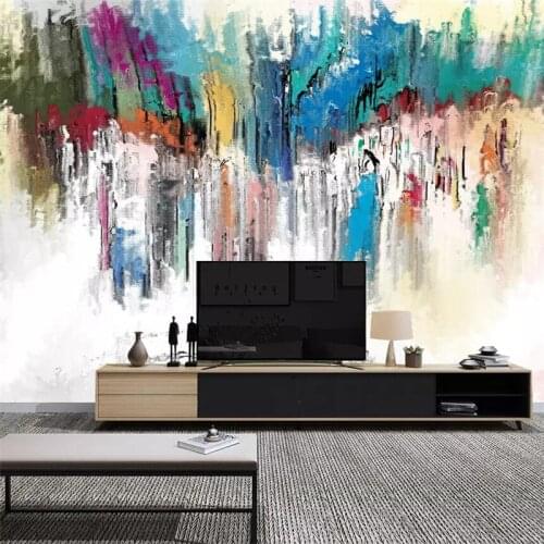 Wellyu Nordic minimalist abstract art watercolor landscape waterfall TV background wall custom large mural green wallpaper