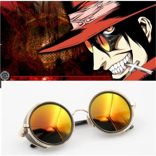Hot Anime HELLSING Alucard cosplay prop Vampire Hunter Glasses Orange Sunglasses for Men Women