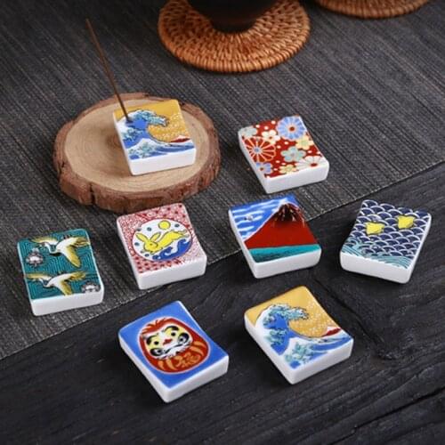 Japanese Style Ceramic Lotus Incense Holder Stick Incense Burner Handmade Crafts Beautiful Pattern Aroma Burner Base Home Decor