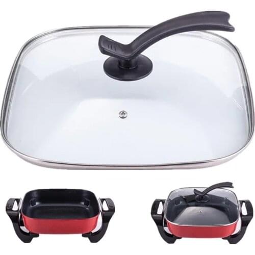 Pan Lid 30cm Square Glass Lid Pot Cover Wok Lid Frying Pan Lid with Handle Pan Lids Stainless Steel Pot Lids Kitchen Accessories