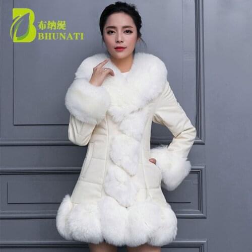 Thick Winter Coat Womens Leather Jacket Female Jaqueta De Couro Feminina Faux Fox Fur Collar PU Leather Jackets 4XL