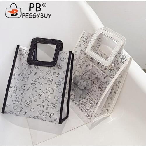 Fashion Women Bag Clear Cartoon Printing Messenger Ladies Casual Tote Handbags Shoulder Bags Female Large Capacity Tote