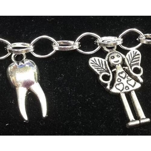 Fashion Jewelry Vintage Silvers Teeth and girls Distortion Chain Cross Chain Good Luck Bracelets Bangle 10pcs A36