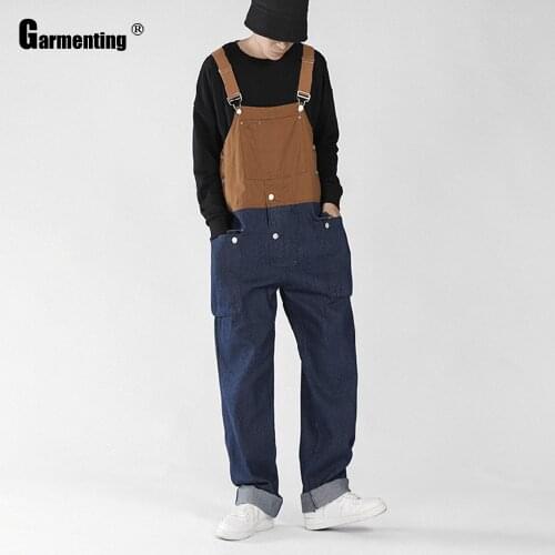 Mens Fashion Jeans Casual Demin Overalls 2021 New Patchwork Cargo Pants Suspender Jeans Trousers Men Clothing Plus Size S-5XL