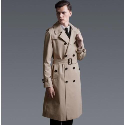 Double breasted trench coats men 2020 spring autumn fashion long sleeve outerwear mens casual overcoat black beige plus size 6XL