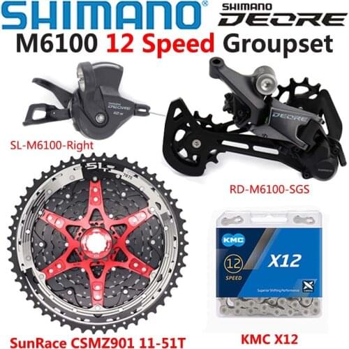 SHIMANO DEORE M6100 Groupset MTB Mountain Bike 1x12 Speed CSMZ901 11-51T Cassette Sprocket KMC X12 M6100 shifter Rear Derailleur