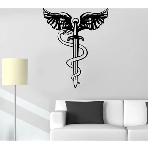 Wall Decal Snake Bird Wings Sword Dagger Mythology Symbol Vinyl Window Stickers Cool Bedroom Man Cave Home Decor Art Mural S1377
