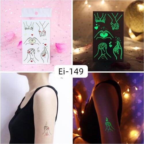 Tattoo Stickers Luminous Kids Girl Temporary Fake Tattoos Glow Paste on Face Arm Leg for Women Men Body Art Finger Love Sticker