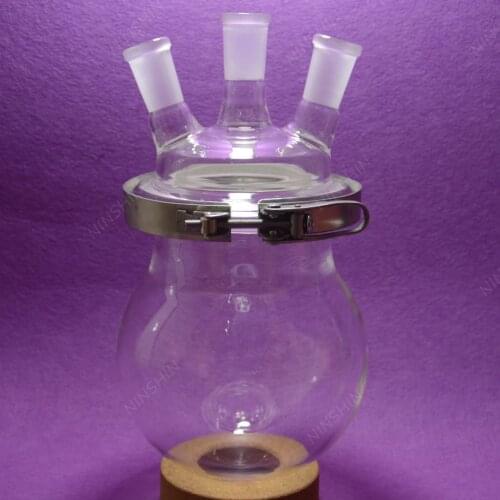3-neck Reaction Flask,5000ML,Separately Flask(round Bottom),with Clamp, Ground Surface on The Flange,could Hold The Vacuum