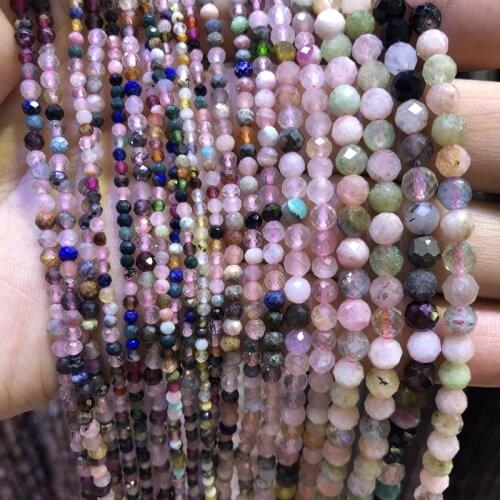 Natural Mixed Multi Gem Beads,2mm,3mm,4mm Micro Faceted Tiny Beads, Round Spacer beads ,Stone faceted beads,15.5"/string
