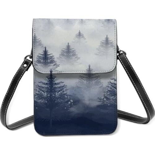 New 2021 Women Messenger Shoulder Straps Bag Watercolor Forest Frog Card Holders Cell phone Pocket Handbag Ladies Phone Purse