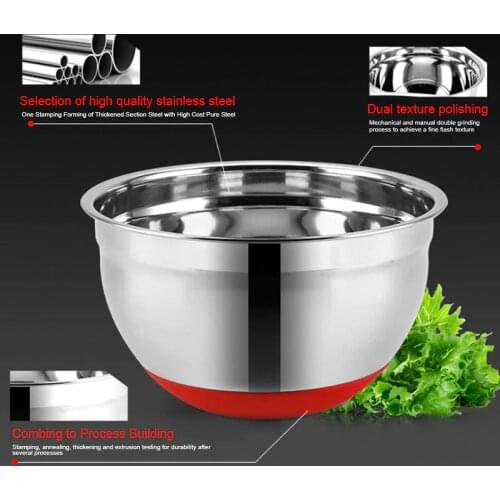 Newly Stainless Steel Bowl with Sealing Cover without Magnetic Thickening Silicone Bottom Salad Pot Baking Egg Kitchen Utensils