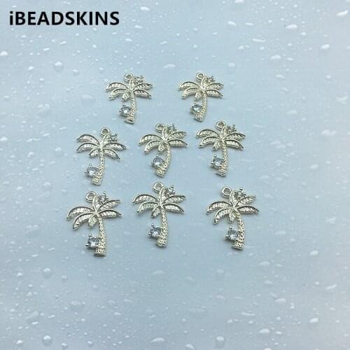 New arrival! 20x15mm 50pcs Copper/Cubic zirconia Tree charm for Necklace DIY /Earrings parts,hand Made Earrings Jewelry DIY
