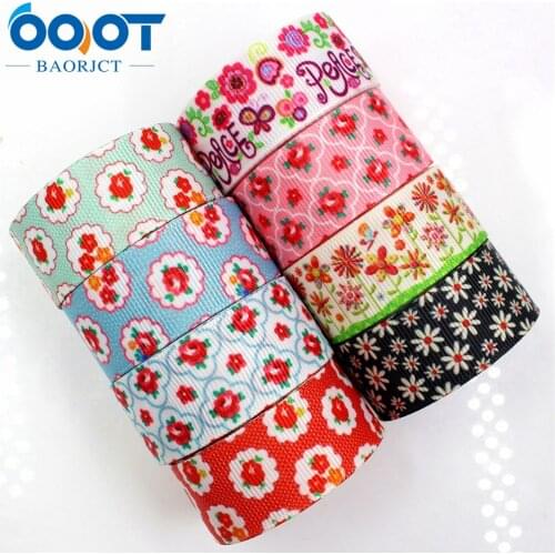 OOOT BAORJCT 7/8'' 22MM flowers Printed grosgrain ribbon,DIY handmade hair accessories accessories, gifts wedding party 175168