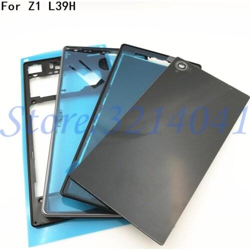 Original Front Middle Frame Port Plug Cover Back Battery Cover For Sony Xperia Z1 L39H C6902 C6903 Full Housing With Logo