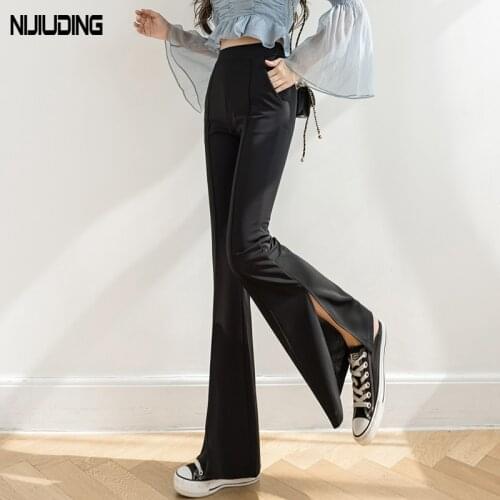 Autumn High Waist Women Flare Pants Female Casual Solid Split Wide Leg Pant 2021 New Long Trousers Mujer Pantlaton 2021