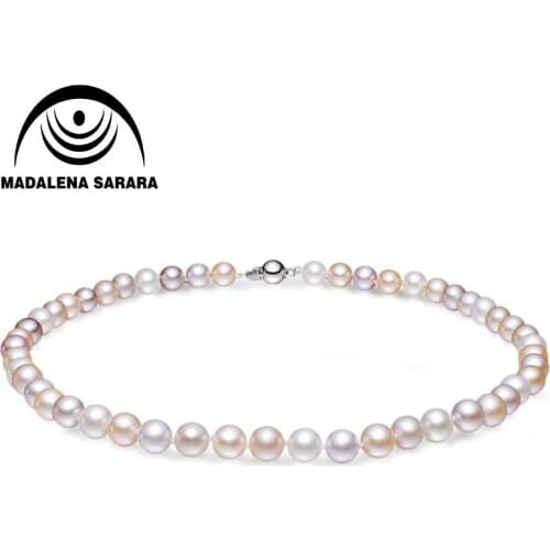 MADALENA SARARA AAA 8-10mm Freshwater Pearl Strand Necklace Natural Mixed Pearl Round Fine Luster And Brightest