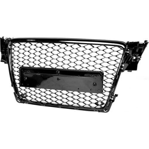 Front Sport Hex Mesh Honeycomb Hood Grill Gloss Black for Audi A4/S4 B8 2009 2010 2011 2012 For RS4 Style