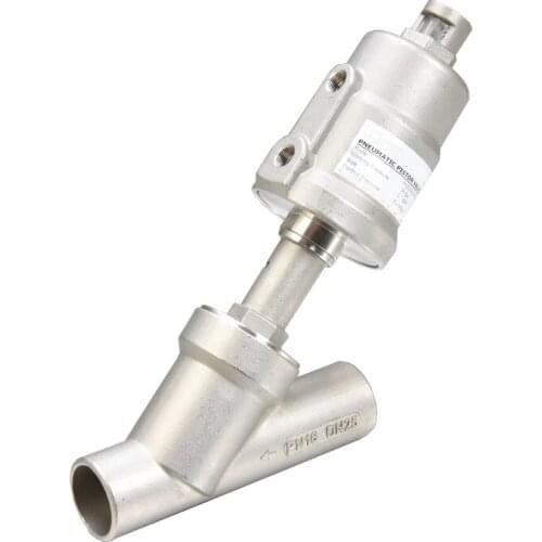 3/4" 2/2 Way single acting stainless steel pneumatic angle seat valve 50mm actuator
